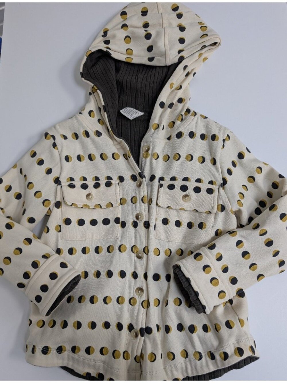 Kate Quinn Organic Cotton Moon Phases Shacket Hoodie 6Y
